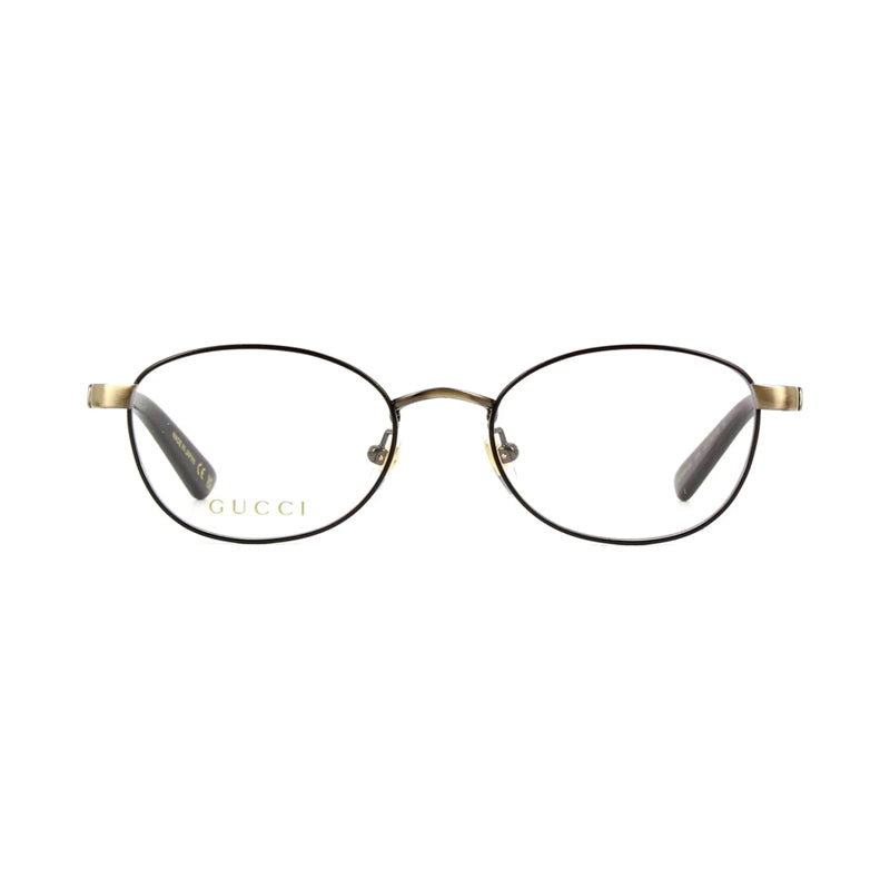 Gucci Eyeglasses Square Full Rim, Shiny Black/Gold Frame and Clear Demo Lenses Lens GG0591OJ005
