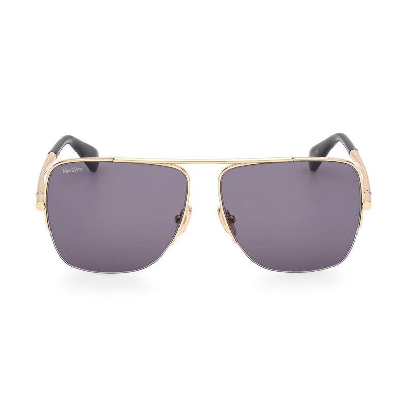 Max Mara Sunglasses Aviator Semi Rim, Shiny Deep Gold Frame and Smoke Lens MM012130A