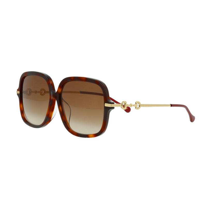 Gucci Sunglasses Square Full Rim, Dark Havana Frame and Brown Gradient Lens GG0884SA002