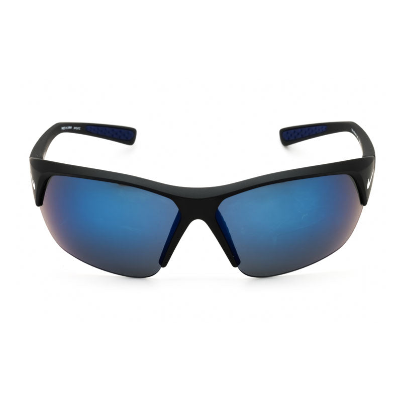 Nike Sunglasses Shield Semi Rim, Matte Black Frame and Grey Blue Mirror Lens NIKESKYLONACEFQ4683014