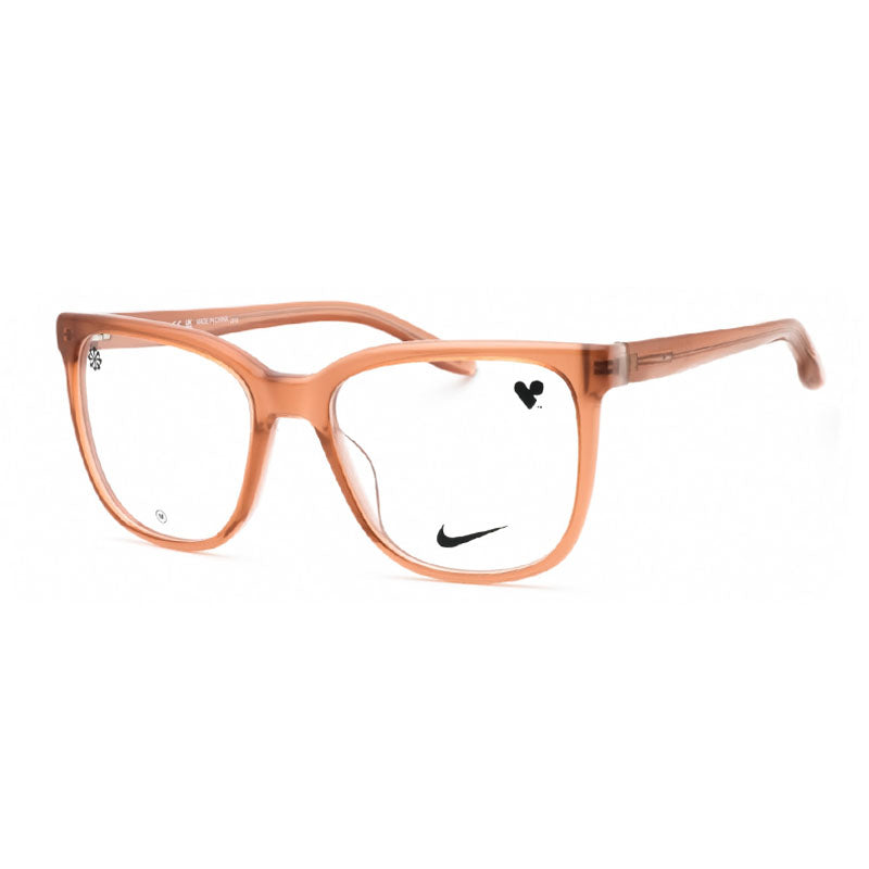 Nike Eyeglasses Square Full Rim, Milky Warm Sand Laminate Frame and Clear Demo Lenses Lens NIKE7166272