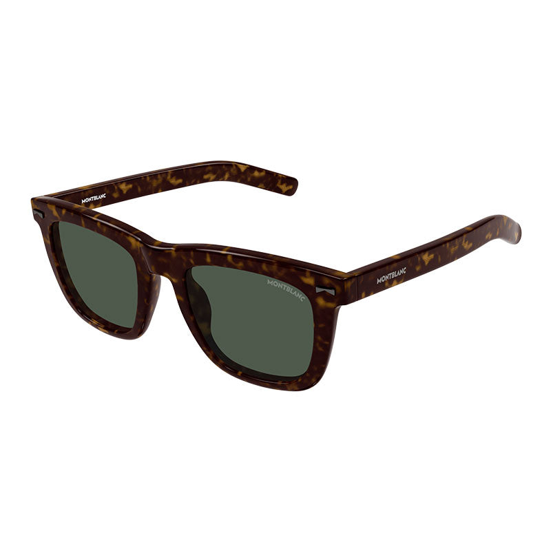 Montblanc Sunglasses Square Full Rim, Havana Frame and Green Lens MB0226S007