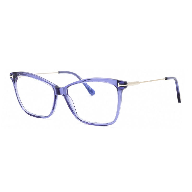 Tom Ford Eyeglasses Cat Eye Full Rim, Shiny Transparent Purple Frame and Clear Demo Lenses Lens FT5687-B081