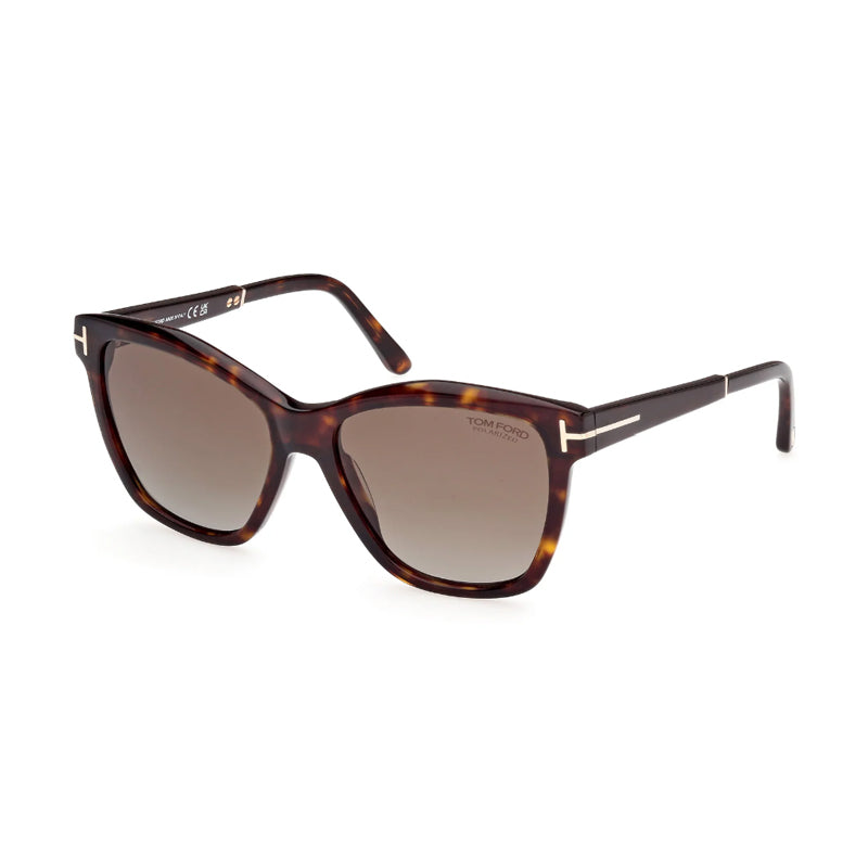 Tom Ford Sunglasses Butterfly Full Rim, Dark Havana Frame and Brown Gradient Polarized Lens FT108752H