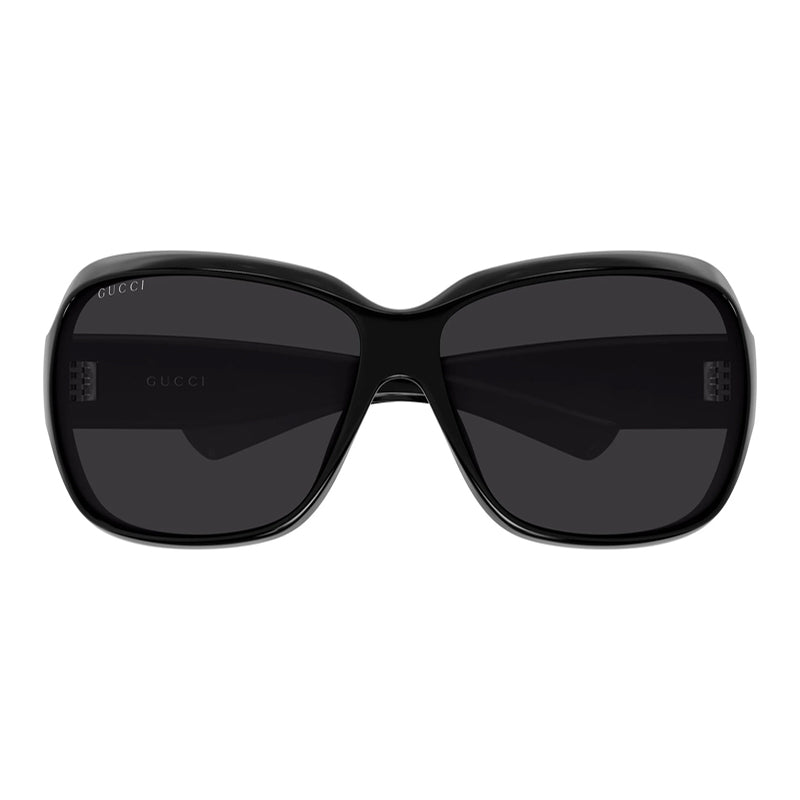 Gucci Sunglasses Rectangle Full Rim, Black Frame and Grey Lens GG2176S001