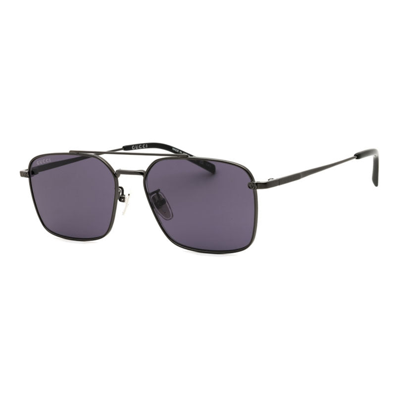Gucci Sunglasses Square Full Rim, Ruthenium Frame and Violet Lens GG1957SA003