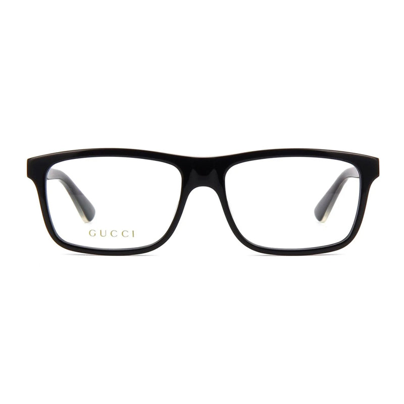 Gucci Eyeglasses Rectangle Full Rim, Black Frame and Clear Demo Lenses Lens GG0384O001