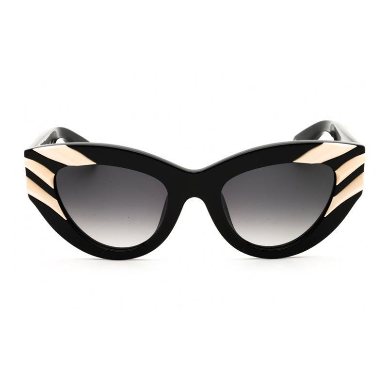 Roberto Cavalli Sunglasses Cat Eye Full Rim, Shiny Black Frame and Grey Gradient Lens SRC009V700Y