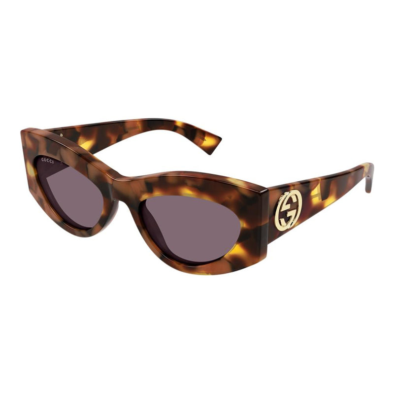 Gucci Sunglasses Cat Eye Full Rim, Havana Frame and Violet Lens GG1843S003