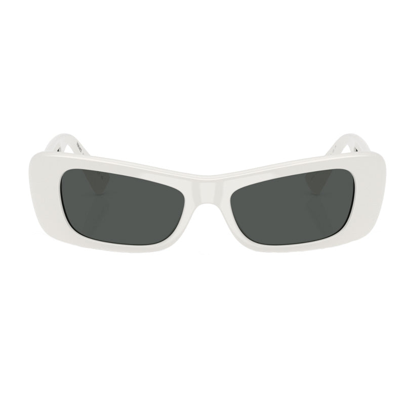 Versace Sunglasses Oval Full Rim, White Frame and Dark Grey Lens VE4481314/87