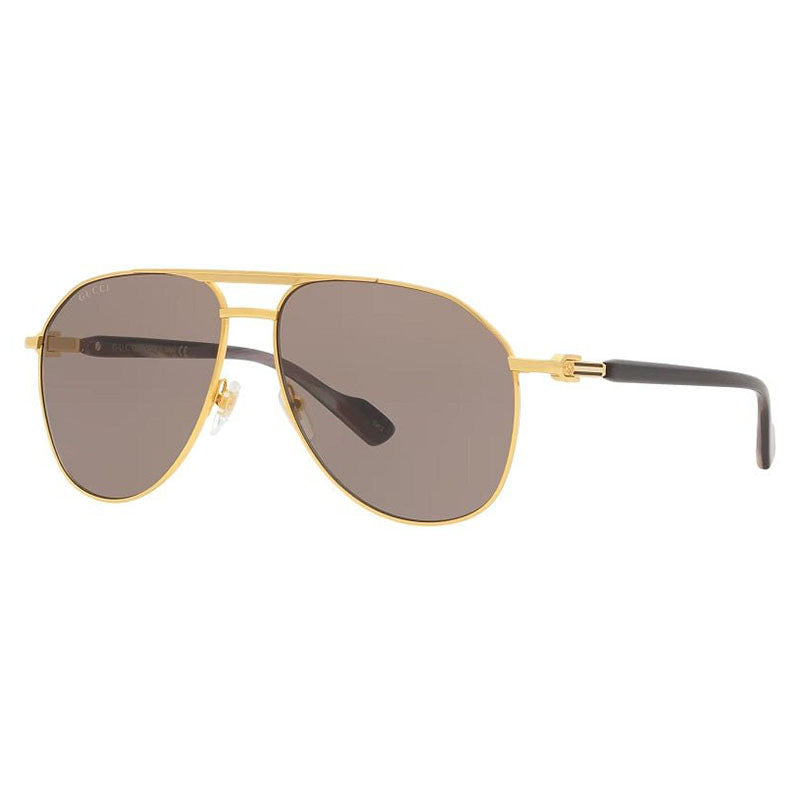 Gucci Sunglasses Aviator Full Rim, Gold Frame and Brown Lens GG1220S002