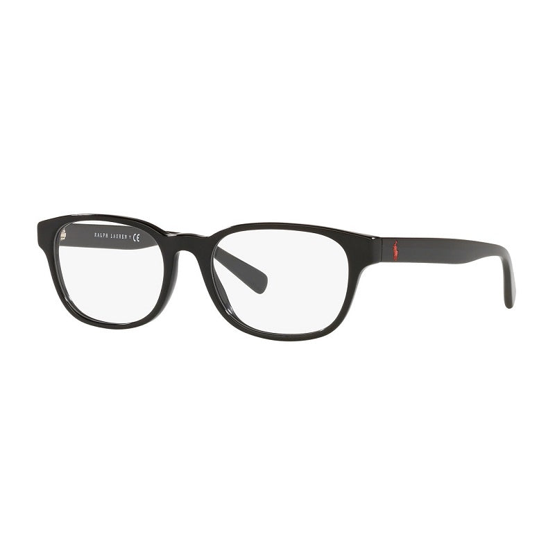 Polo Ralph Lauren Eyeglasses Round Full Rim, Shiny Black Frame and Clear Demo Lenses Lens PH2244F5001