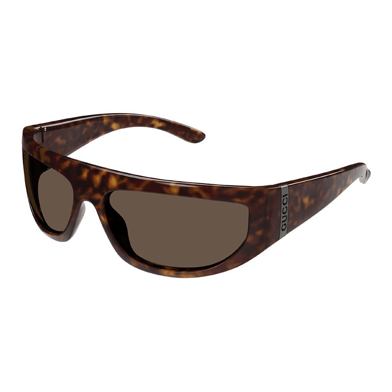 Gucci Sunglasses Rectangle Full Rim, Havana Frame and Brown Lens GG1574S002