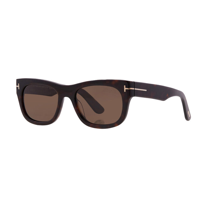 Tom Ford Sunglasses Rectangle Full Rim, Dark Havana Frame and Brown Polarized Lens FT133452H