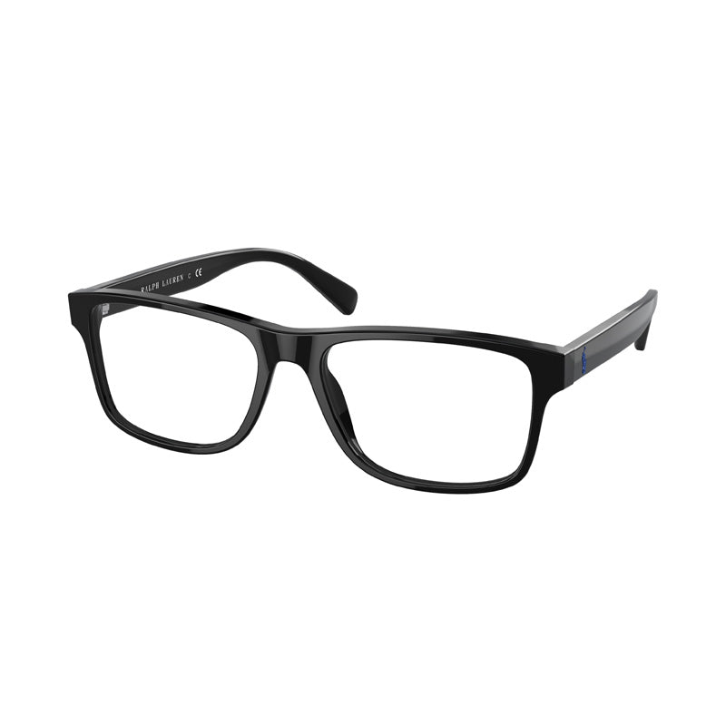 Polo Ralph Lauren Eyeglasses Rectangle Full Rim, Black Frame and Clear Demo Lenses Lens PH22235001