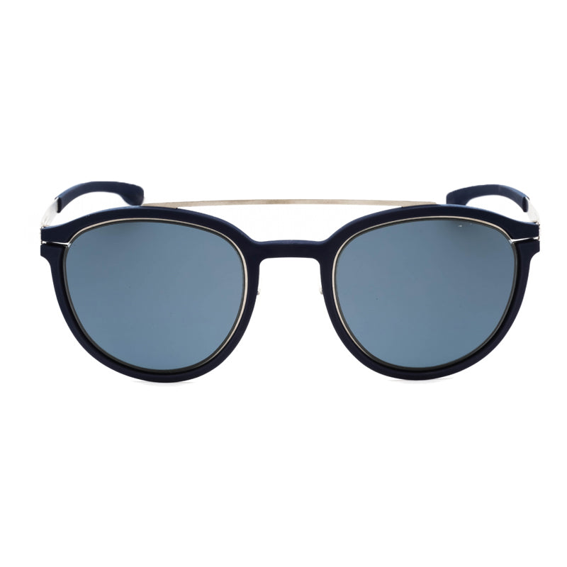 Ic! Berlin Sunglasses Round Full Rim, Pearl Navy Blue Frame and Blue Lens NO-COMPLYRH0026H169