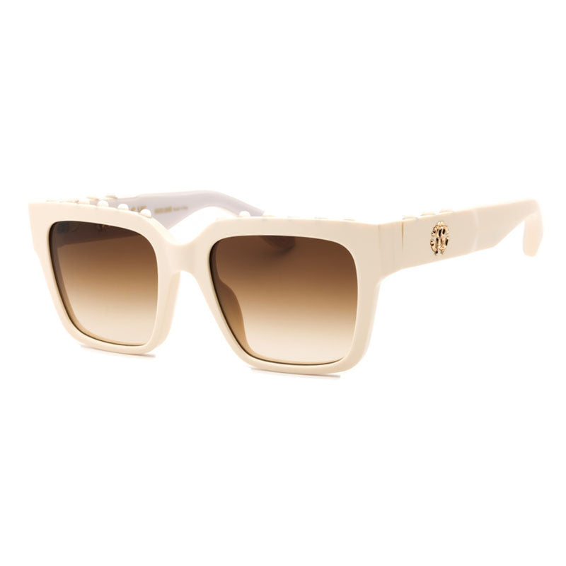 Roberto Cavalli Sunglasses Rectangle Full Rim, Shiny Beige Frame and Brown Gradient Lens SRC040S09X7