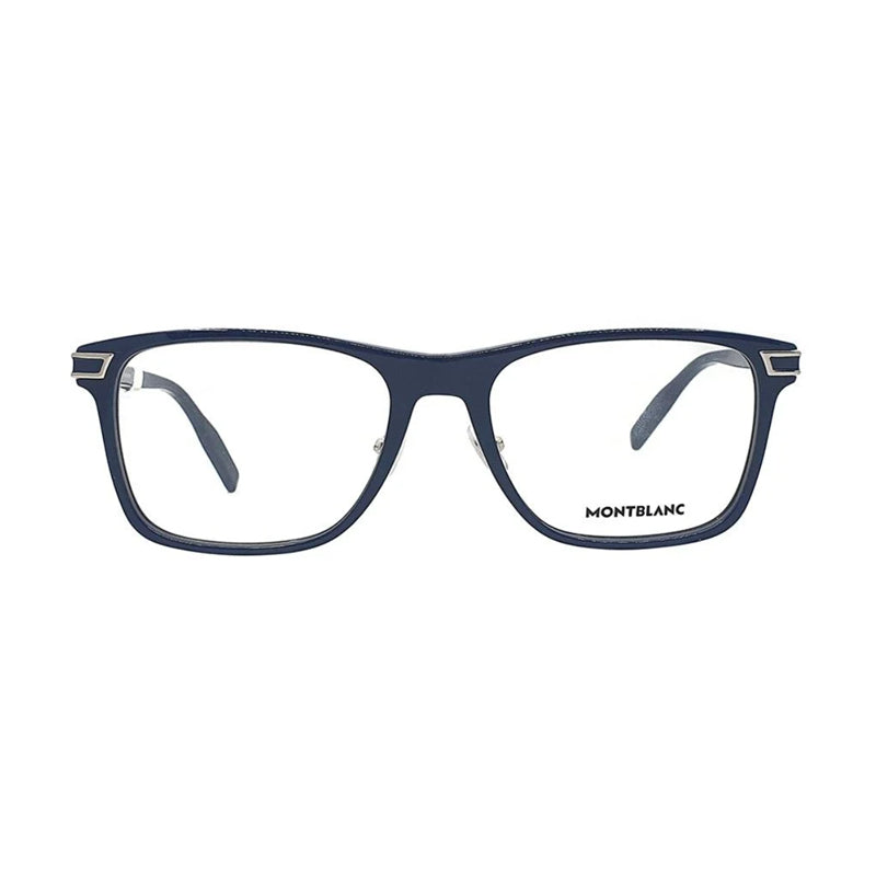 Montblanc Eyeglasses Square Full Rim, Blue Frame and Clear Demo Lenses Lens MB0042O003