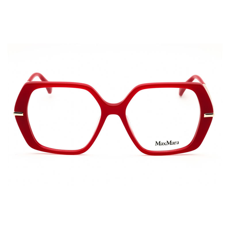 Max Mara Eyeglasses Square Full Rim, Shiny Red Frame and Clear Demo Lenses Lens MM5175066