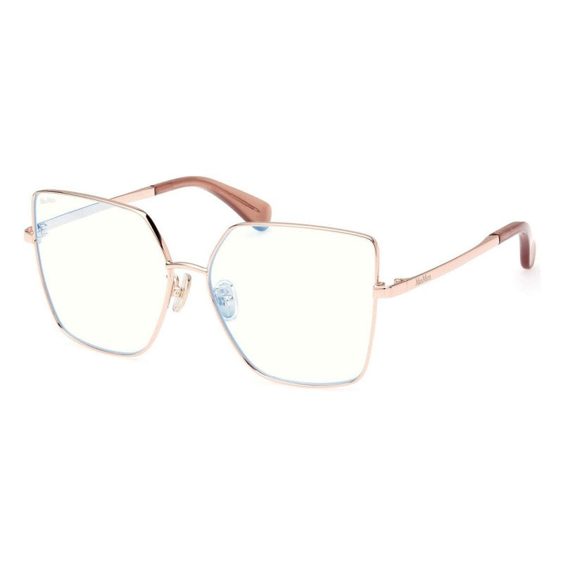 Max Mara Eyeglasses Butterfly Full Rim, Pink Gold Frame and Clear/Blue-light Block Lenses Lens MM5073-H-B033