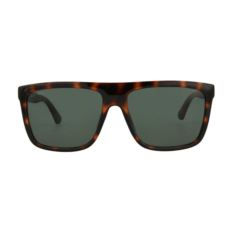 Gucci Sunglasses Square Full Rim, Havana Frame and Green Lens GG0748S003