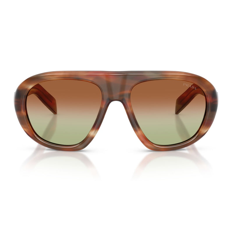 Prada Sunglasses Aviator Full Rim, Striped Oak Frame and Brown to Green Gradient Lens PRC05S24G70T
