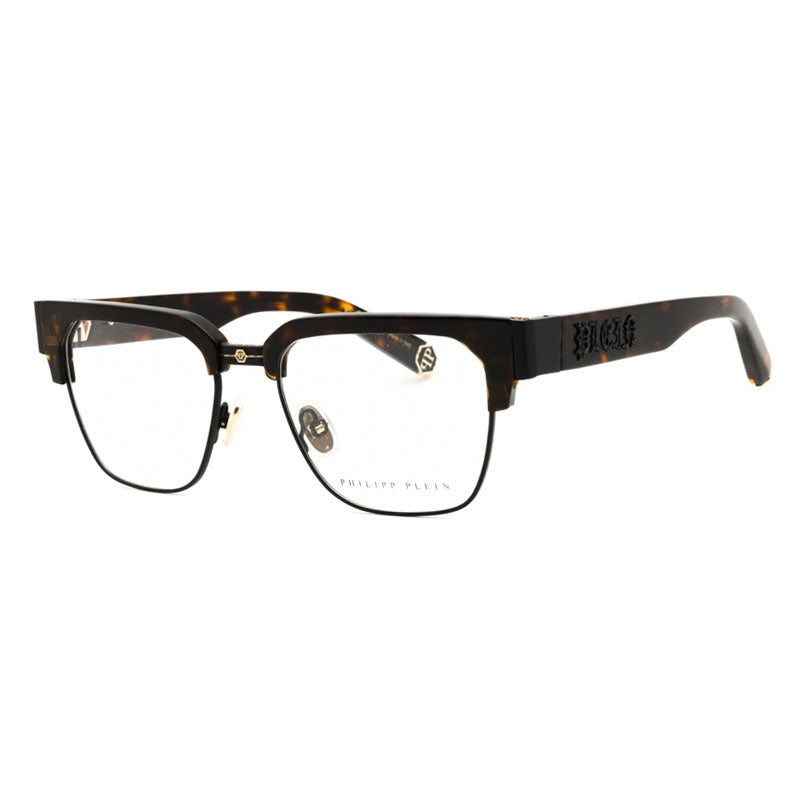 Philipp Plein Eyeglasses Browline Full Rim, Semi-Matte Black Frame and Clear Demo Lenses Lens VPP113M0531