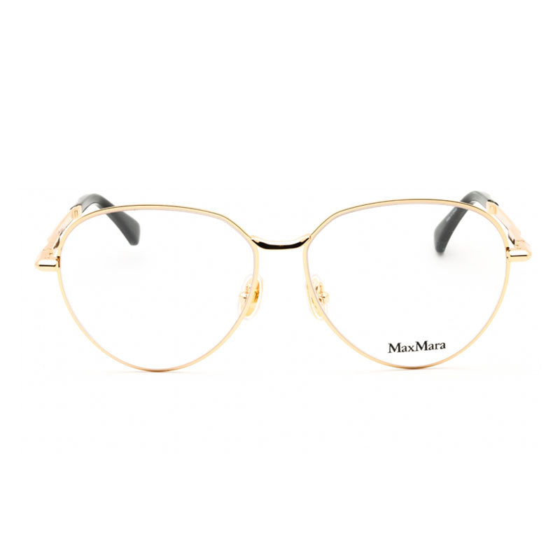 Max Mara Eyeglasses Round Full Rim, Shiny Deep Gold Frame and Clear Demo Lenses Lens MM5178030