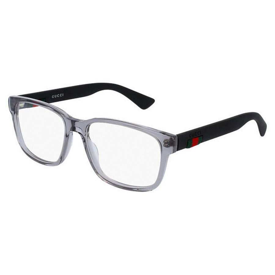 Gucci Eyeglasses Square Full Rim, Grey/Black Frame and Clear Demo Lenses Lens GG0011O007