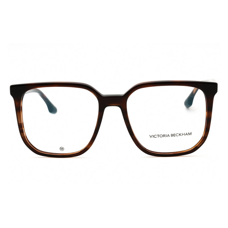 Victoria Beckham Eyeglasses Square Full Rim, Brown Horn Frame and Clear Demo Lenses Lens VB2673227