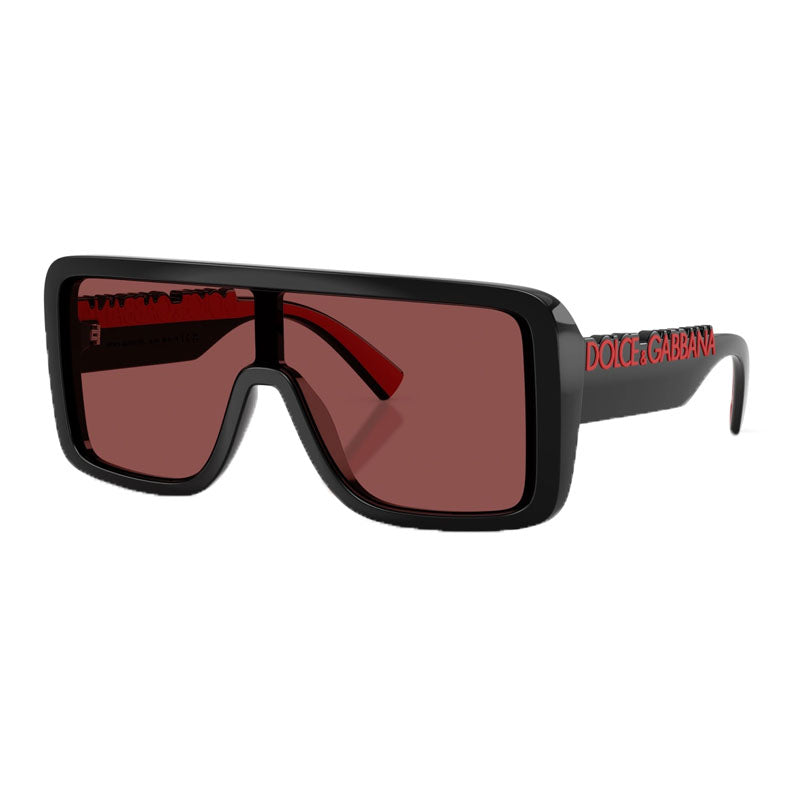 Dolce & Gabbana Sunglasses Square Full Rim, Shiny Black Frame and Violet Lens DG6204501/75