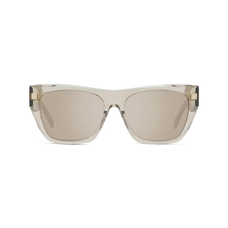 Givenchy Sunglasses Square Full Rim, Transparent Beige Frame and Brown with Silver Mirror Lens GV40061U45G