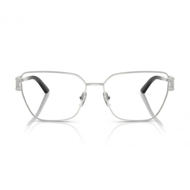 Versace Eyeglasses Oval Full Rim, Silver Frame and Clear Demo Lenses Lens VE13011000