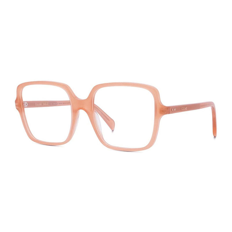 Celine Eyeglasses Square Full Rim, Shiny Pink Frame and Clear Demo Lenses Lens CL50076I074