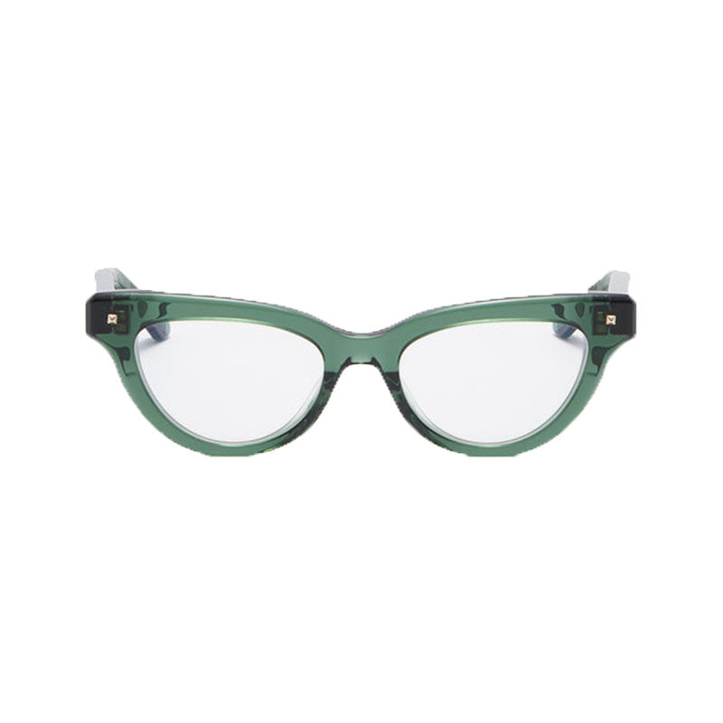 Valentino Eyeglasses Cat Eye Full Rim, Crystal Emerald Green Frame and Clear Demo Lens Lens VLX-124B