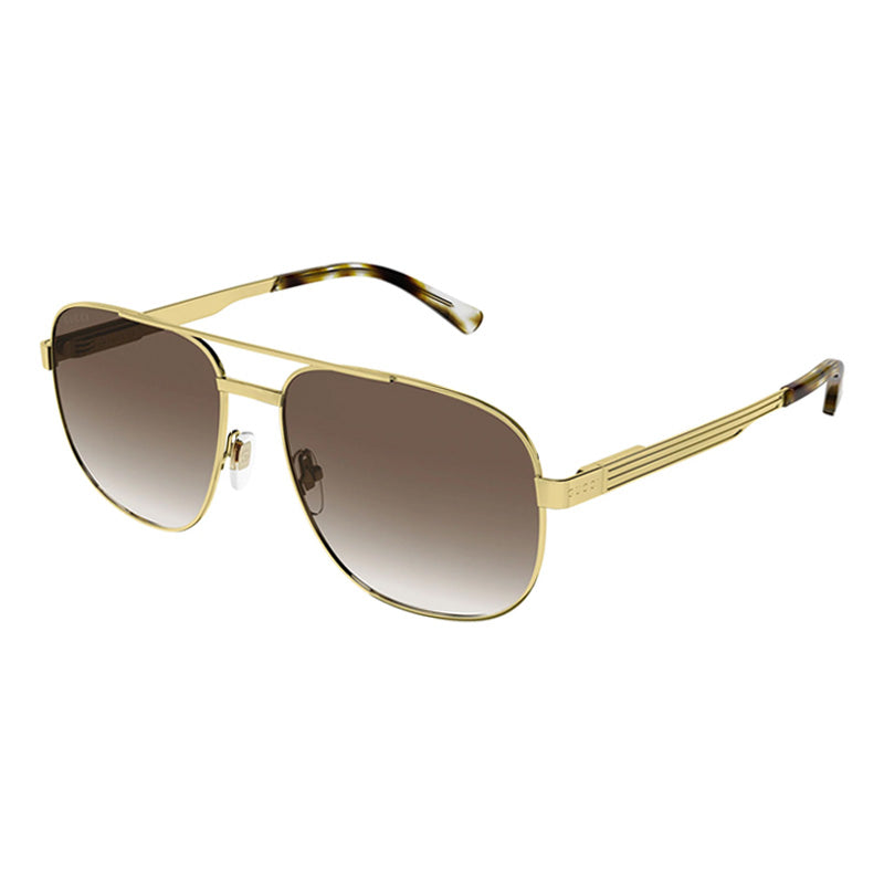 Gucci Sunglasses Rectangle Full Rim, Gold Frame and Brown Gradient Lens GG1223S003