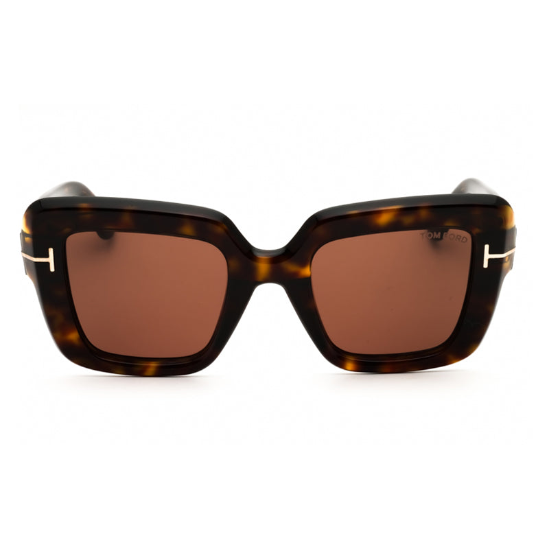 Tom Ford Sunglasses Square Full Rim, Dark Havana Frame and Roviex Lens FT115752J