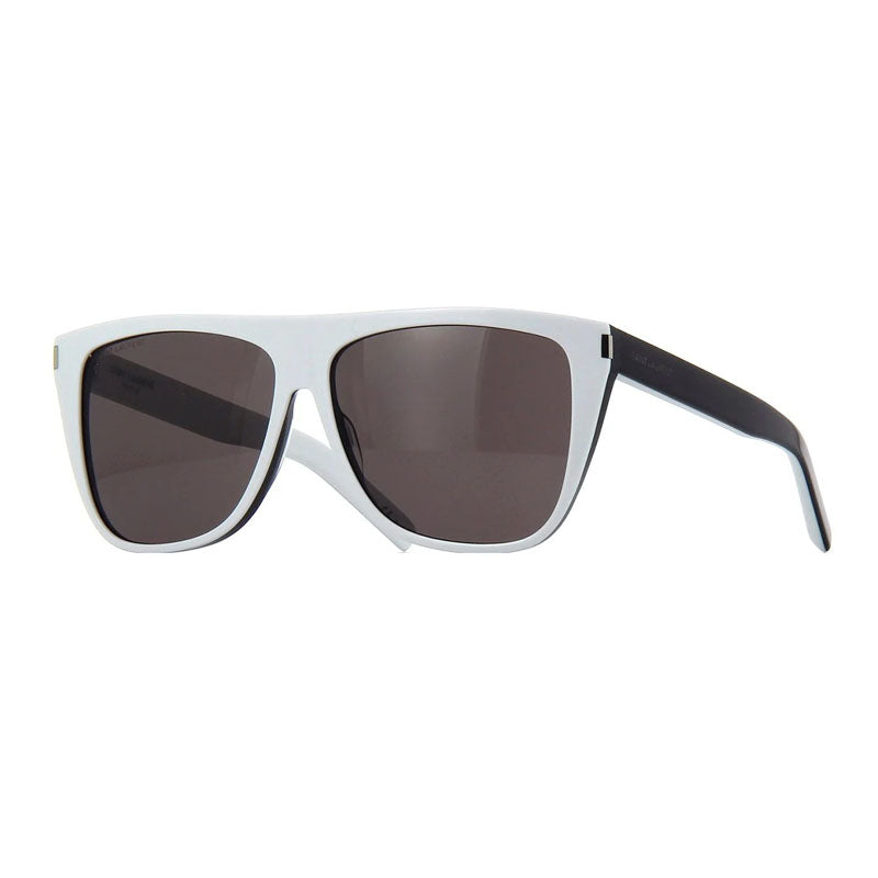 Saint Laurent Sunglasses Square Full Rim, White Frame and Grey Lens SL1020