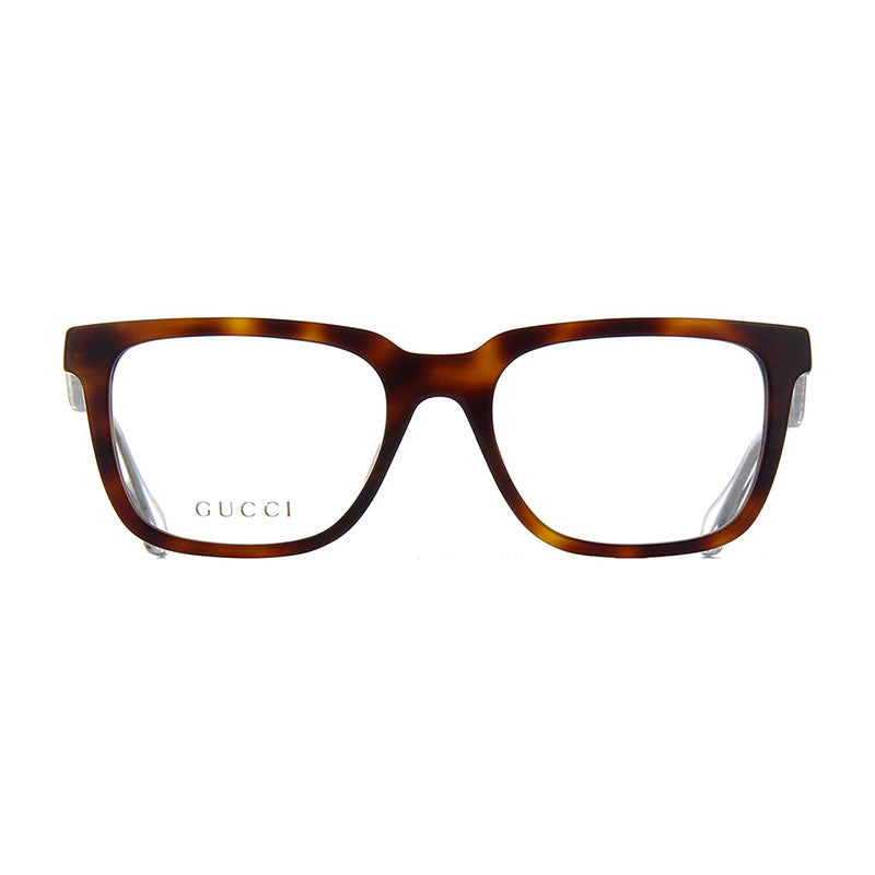 Gucci Eyeglasses Square Full Rim, Havana Frame and Clear Demo Lenses Lens GG0560O006