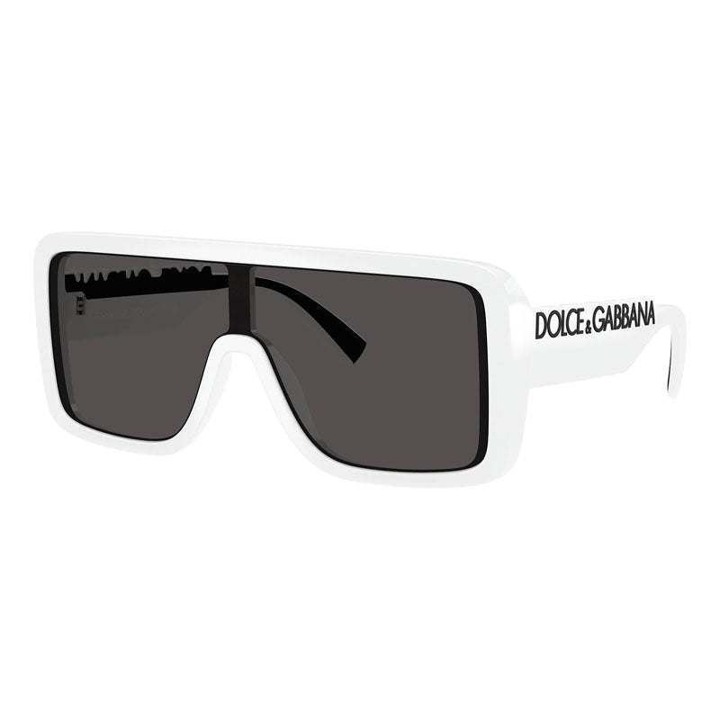 Dolce & Gabbana Sunglasses Shield Full Rim, White Frame and Dark Grey Lens DG6204331287