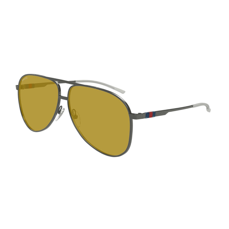 Gucci Sunglasses Aviator Full Rim, Ruthenium Frame and Brown Lens GG1677S003