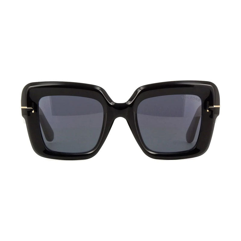 Tom Ford Sunglasses Square Full Rim, Shiny Black Frame and Smoke Lens FT115701A