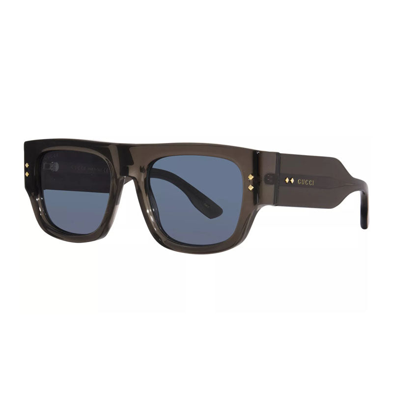 Gucci Sunglasses Square Full Rim, Transparent Dark Grey Frame and Blue Lens GG1262S003