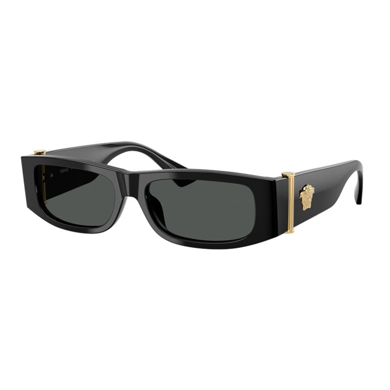 Versace Sunglasses Rectangle Full Rim, Black Frame and Dark Grey Lens VE4476UGB1/87