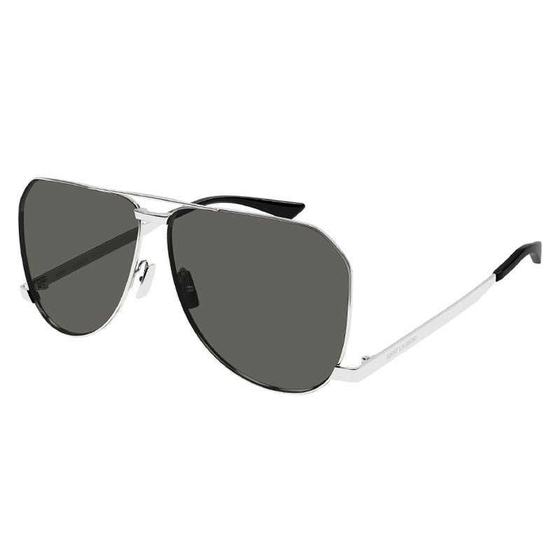 Saint Laurent Sunglasses Aviator Full Rim, Silver Frame and Grey Lens SL690DUST002