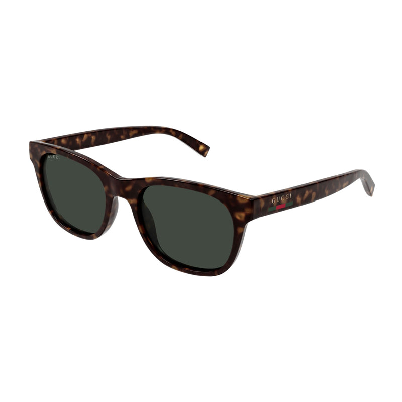Gucci Sunglasses Square Full Rim, Havana Frame and Green Lens GG1985S002