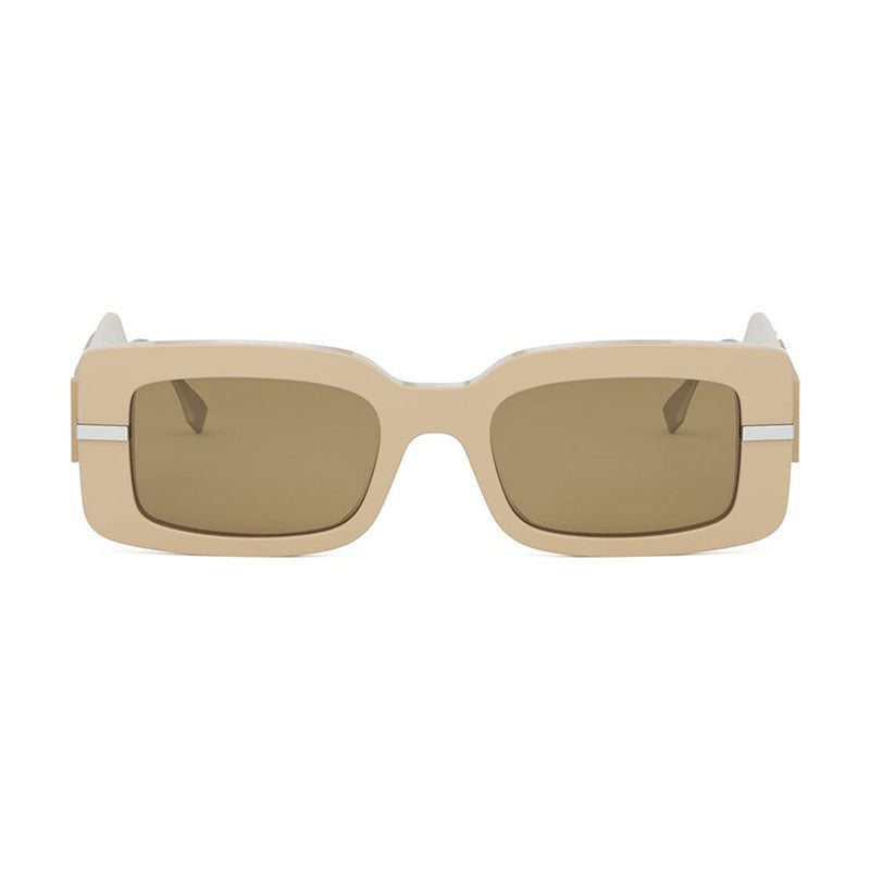 Fendi Sunglasses Rectangle Full Rim, Shiny Brown Frame and Brown Lens FE40133I57E