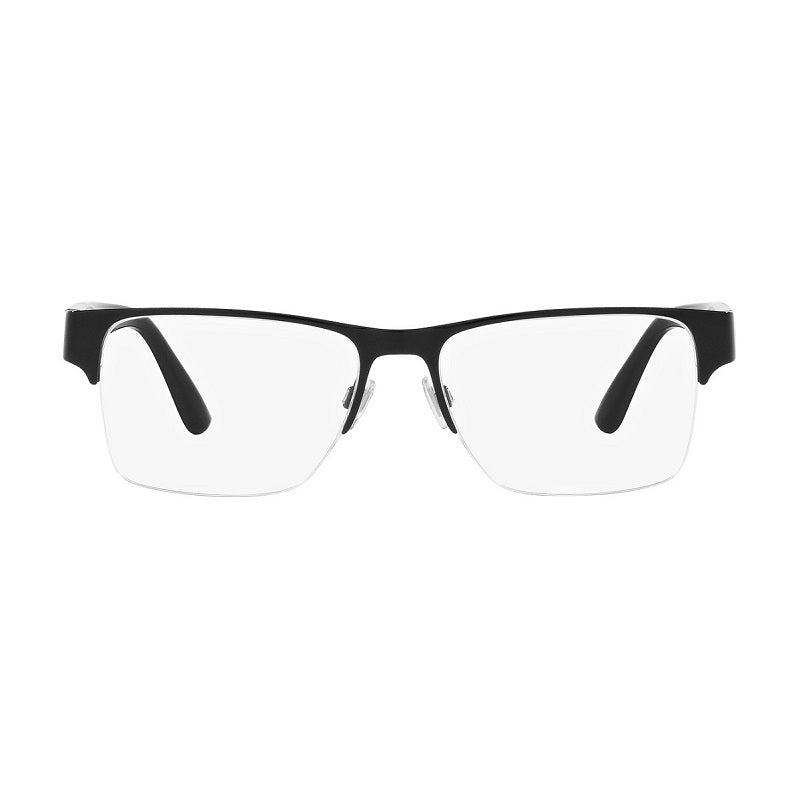 Polo Ralph Lauren Eyeglasses Rectangle Semi Rim, Shiny Black Frame and Clear Demo Lenses Lens PH12209223