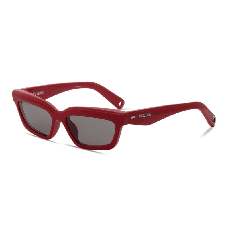 Jacquemus Sunglasses Rectangle Full Rim, Red Frame and Grey Lens JAC/62C4