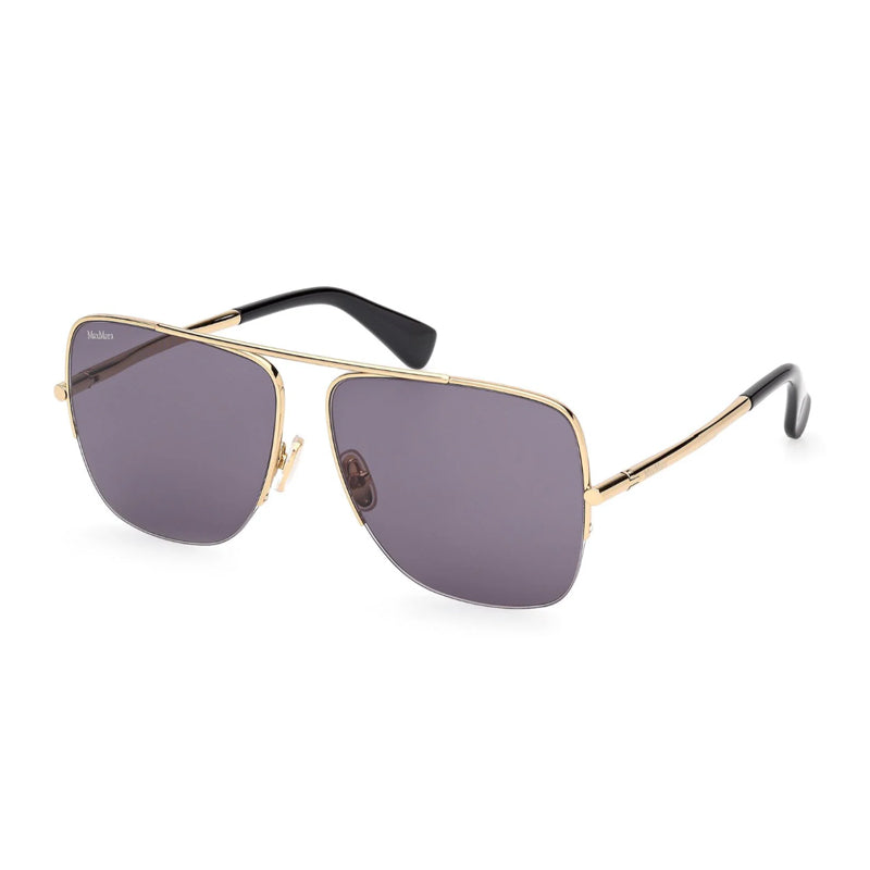 Max Mara Sunglasses Aviator Semi Rim, Shiny Deep Gold Frame and Smoke Lens MM012130A